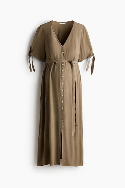 MAMA Tie-Belt Viscose Dress