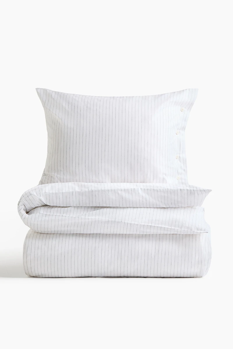 Pinstriped Twin Duvet Cover Set