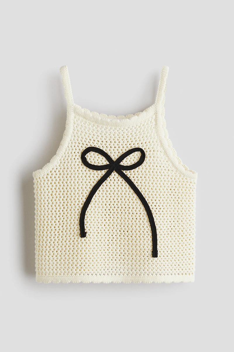 Crochet-Look Cotton Tank Top