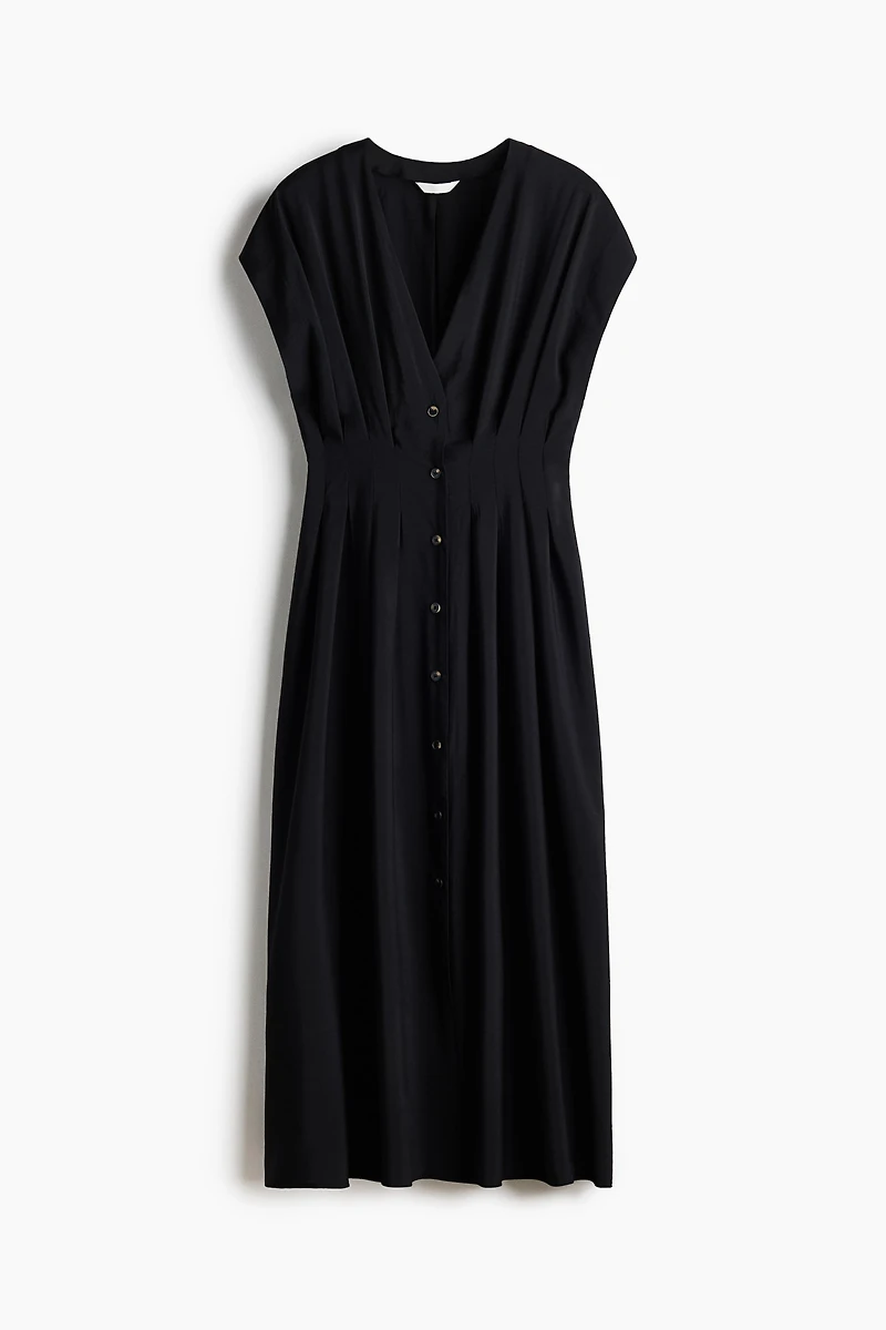 Button-Front Midi Dress