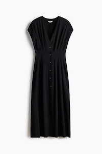 Button-Front Midi Dress