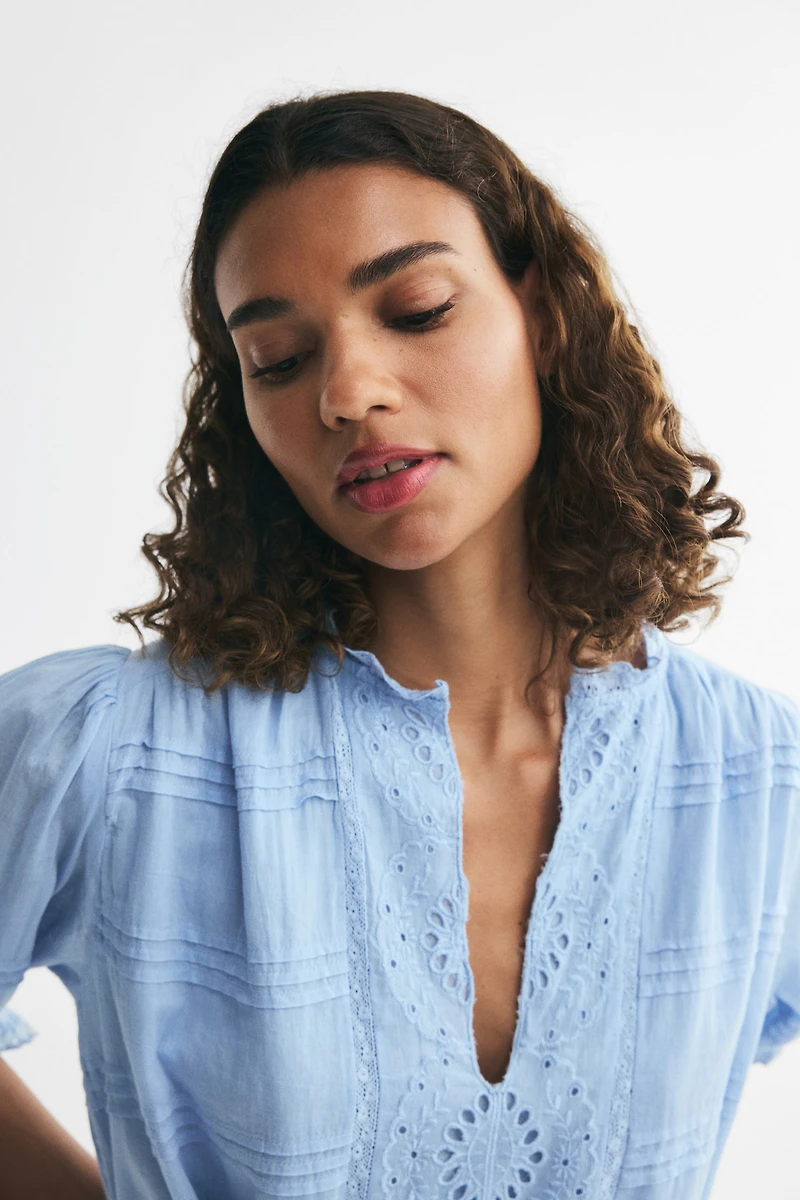 Cotton Dress with Eyelet Embroidery