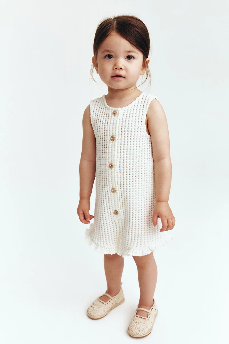 Waffle-Knit Romper Suit
