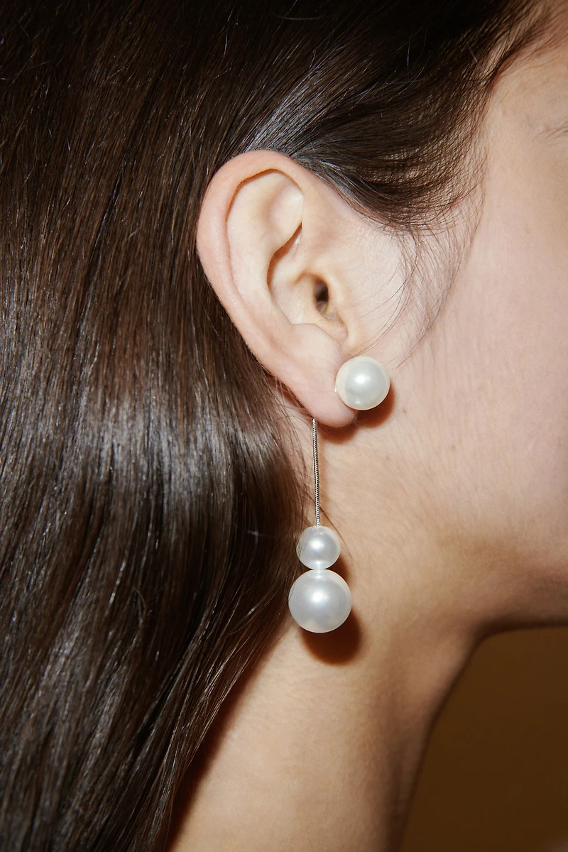 Boucles d'oreilles perles de fantaisie sur chaîne