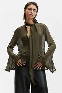 Blouse lavallière en mousseline
