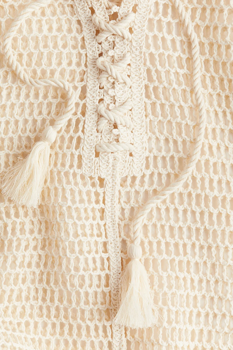 Hole-Knit Lace-Up Top
