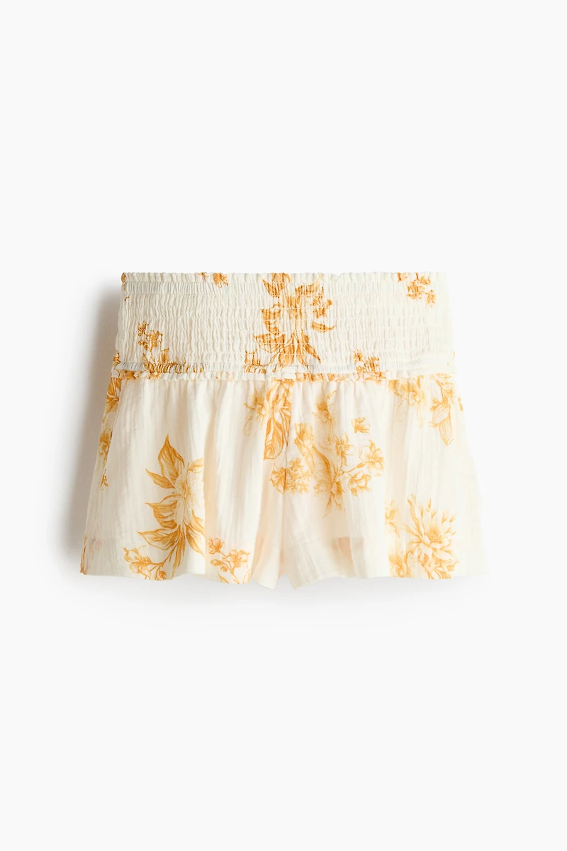Smocked-Waist Mini Shorts