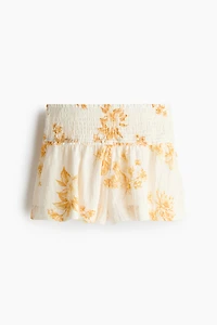 Smocked-Waist Mini Shorts