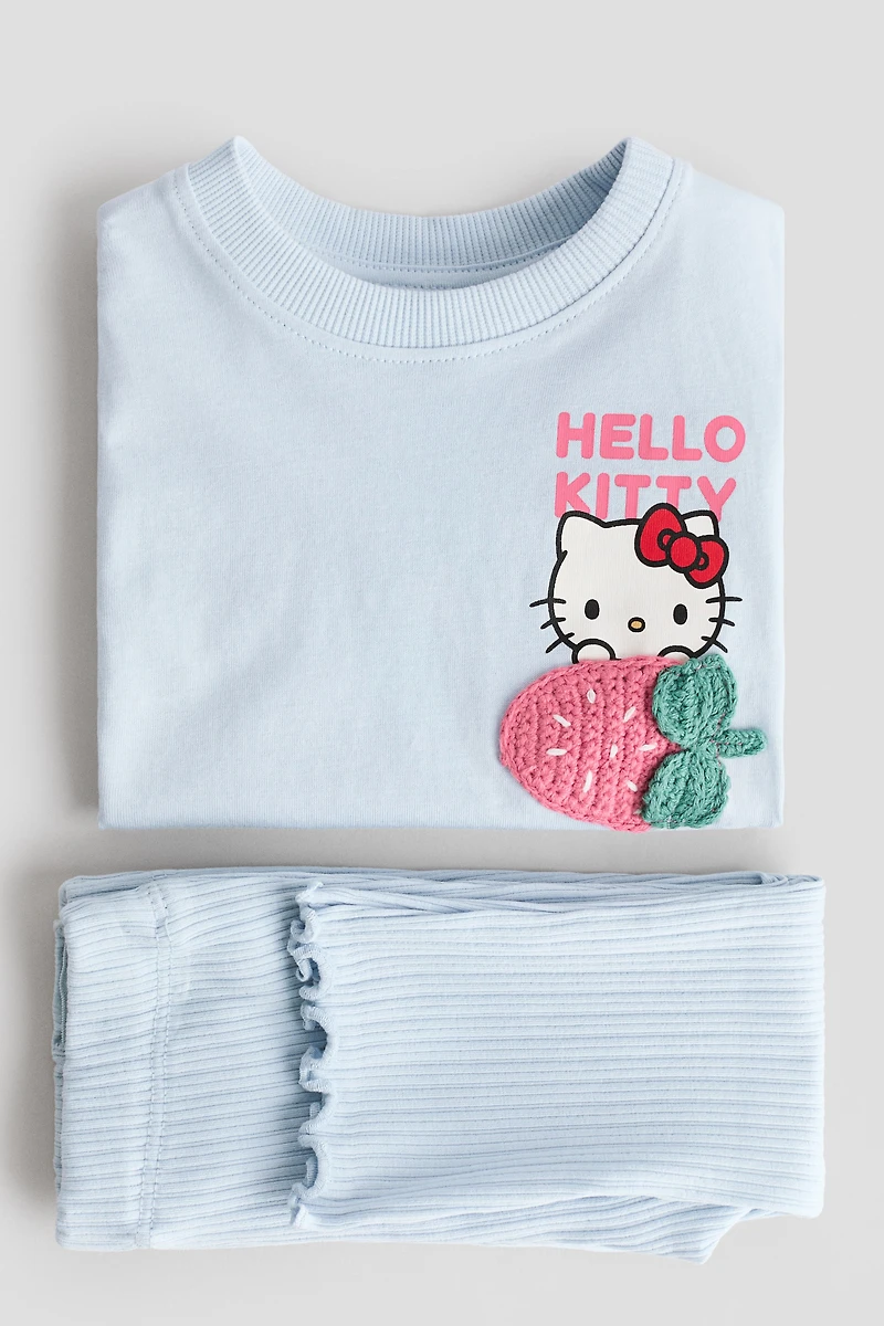 2-piece print-motif cotton set