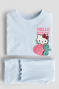 2-piece print-motif cotton set