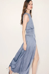 Gathered Satin Dress