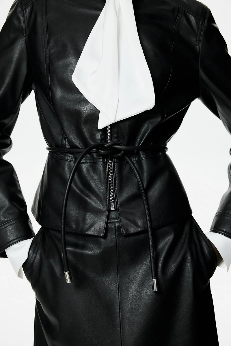 Coated Peplum Jacket