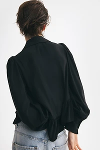 Peplum Blouse with Shawl Collar
