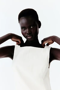 Square-Neck Twill Dress