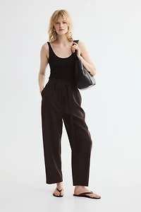 Tie-Belt Barrel-Leg Pants