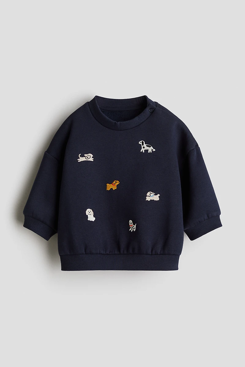 Motif-Detail Brushed-Inside Sweatshirt