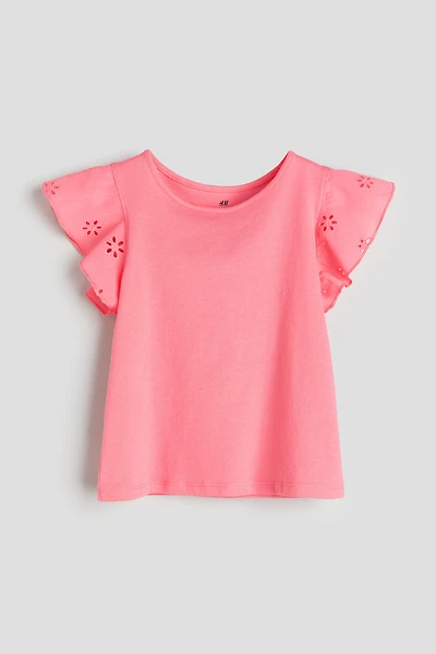 Jersey Top with Eyelet Embroidery