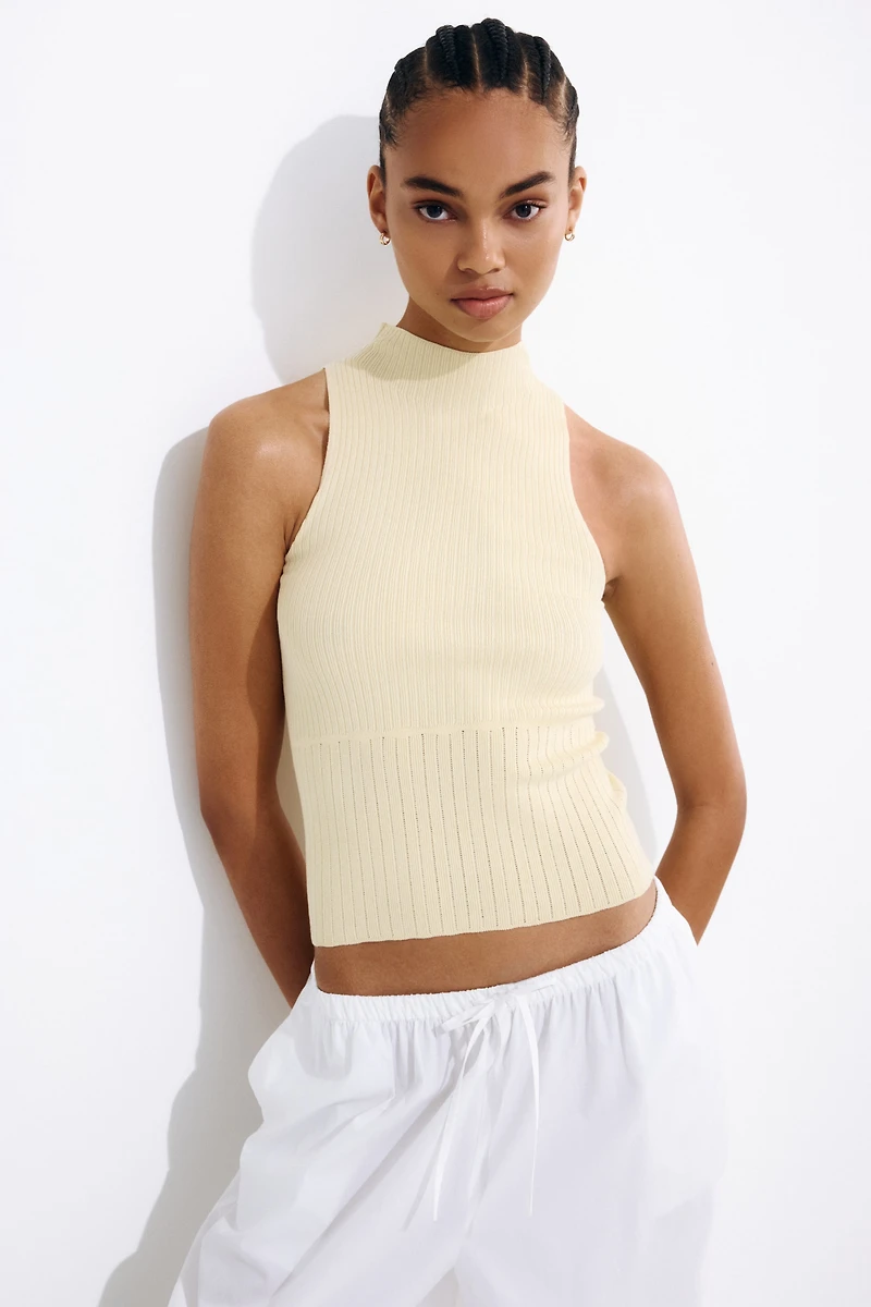 Rib-Knit Mock Turtleneck Top