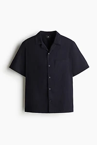 Regular-Fit Short-Sleeved Linen-Blend Shirt