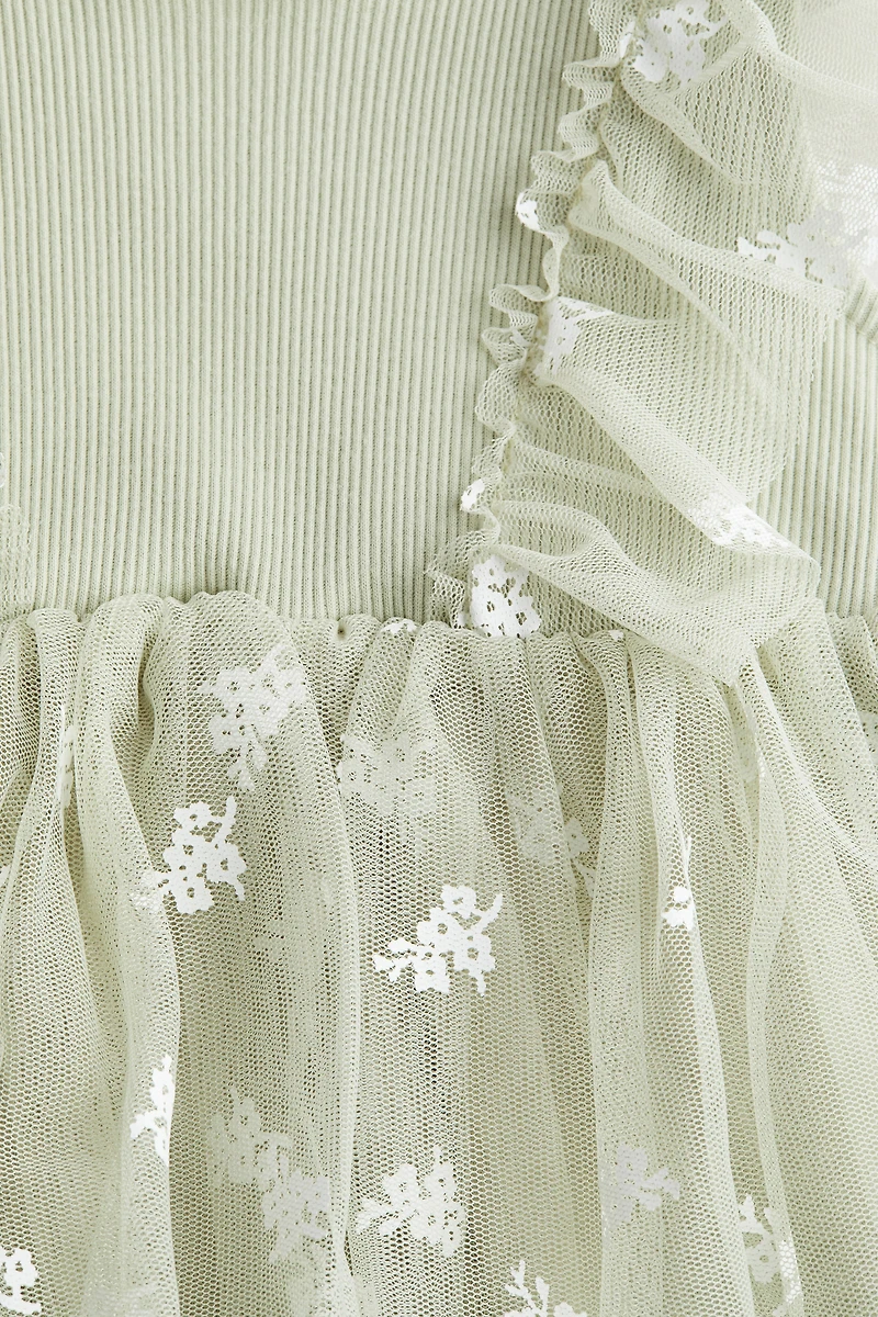 Printed Tulle-Skirt Dress