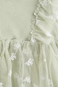 Printed Tulle-Skirt Dress