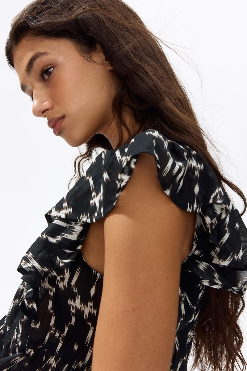 Frill-trimmed cotton top