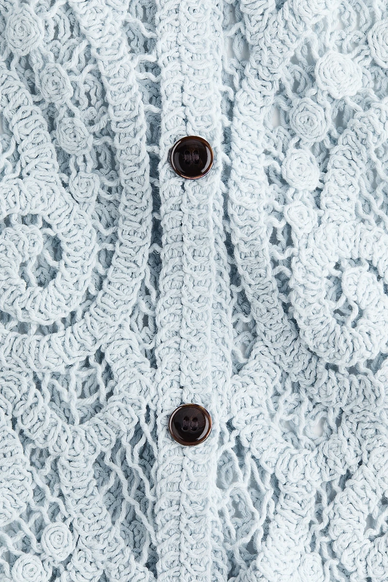 Crochet-Look Button-Front Top