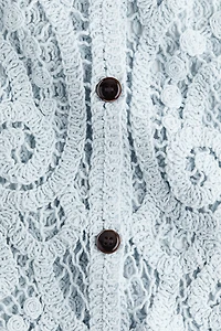 Crochet-Look Button-Front Top