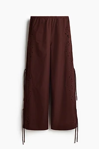 Eyelet-Embroidered Tie-Detail Pants