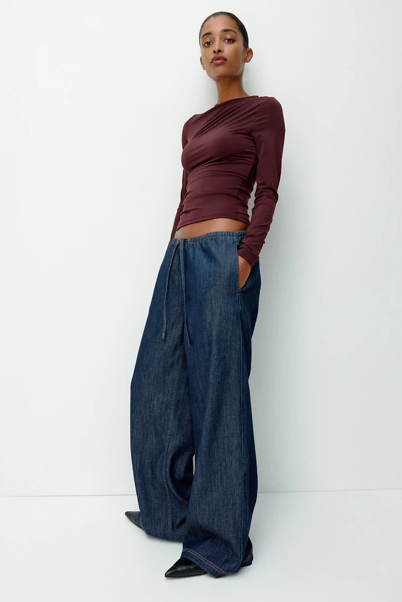 Denim Drawstring Pants