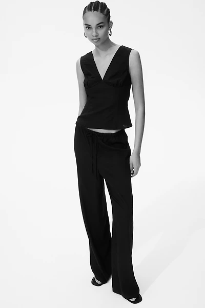 Pantalon à cordon en lin mélangé