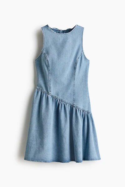 Flared-skirt denim dress