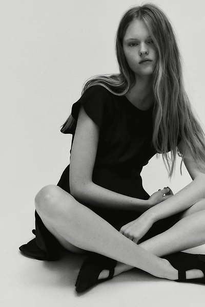 Tiered Boat-Neck Dress