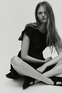 Tiered Boat-Neck Dress