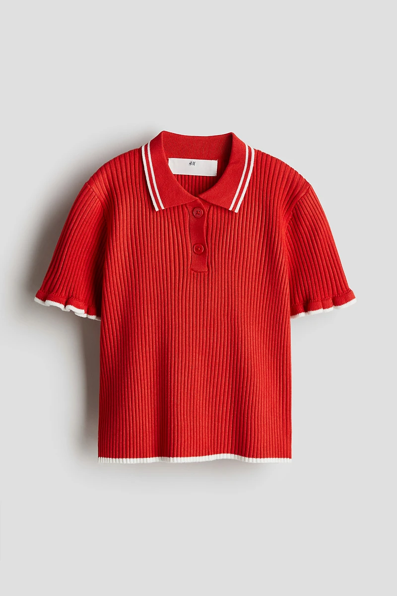 Rib-Knit Top with Collar