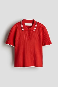 Rib-Knit Top with Collar