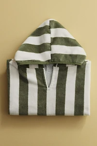 Striped Cotton Hooded Towel Wrap