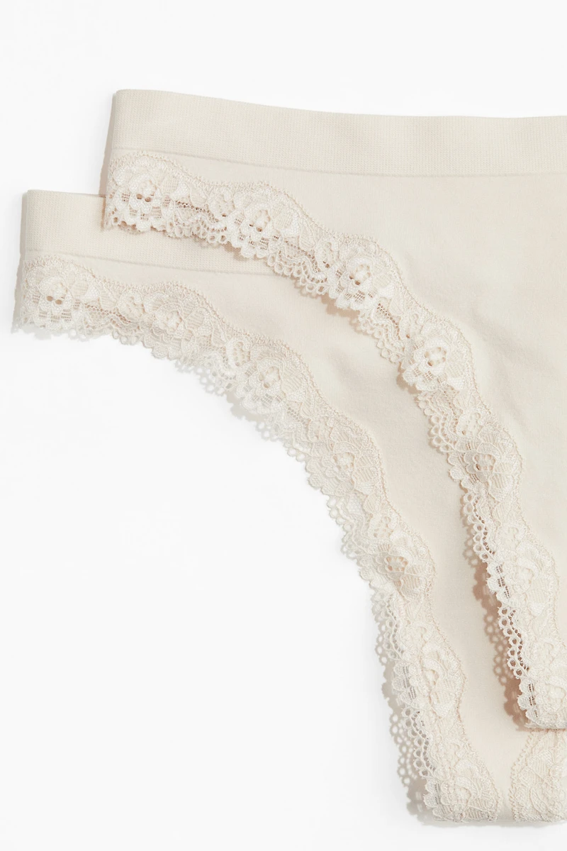 2-pack Seamless Lace-trimmed Thong Briefs
