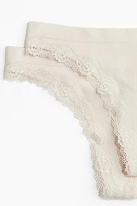2-pack Seamless Lace-trimmed Thong Briefs