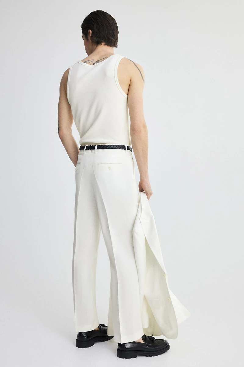 Regular-Fit Linen-Blend Suit Pants