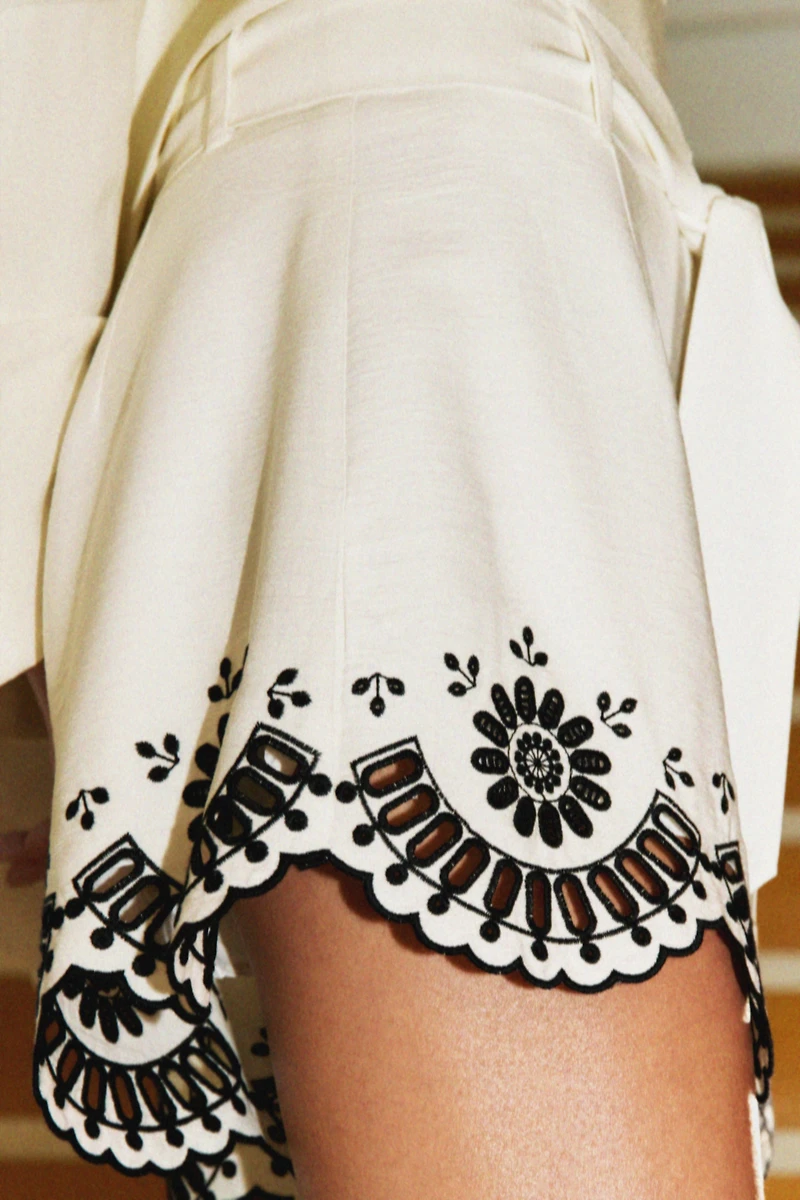 Embroidered Twill Shorts