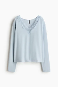 Lace-Trimmed Knit Top