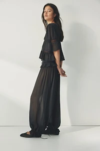 Pantalon en viscose avec dentelle