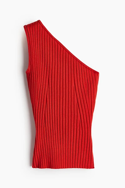 Haut asymétrique en tricot côtelé