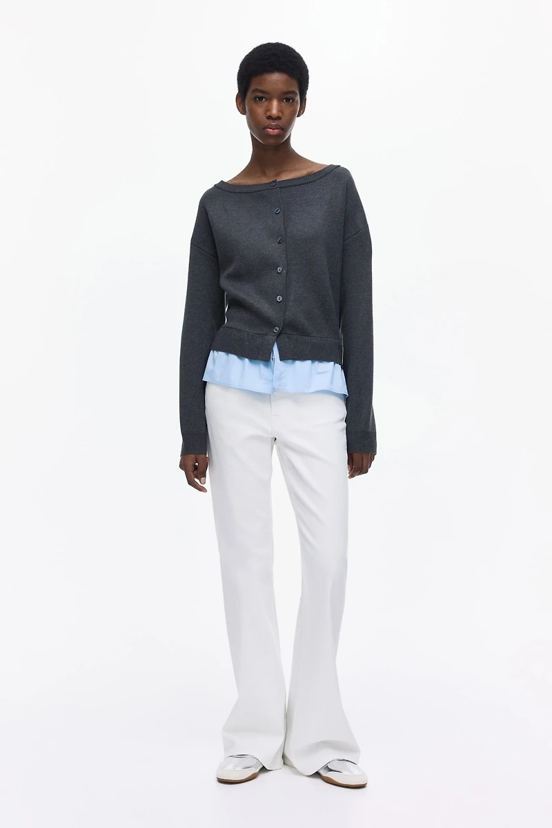 Layered Off-the-Shoulder Cardigan