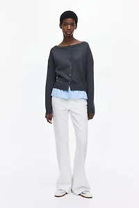 Layered Off-the-Shoulder Cardigan