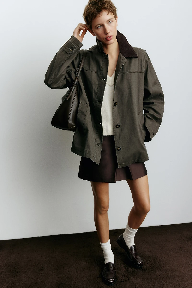 Veste avec col en velours côtelé