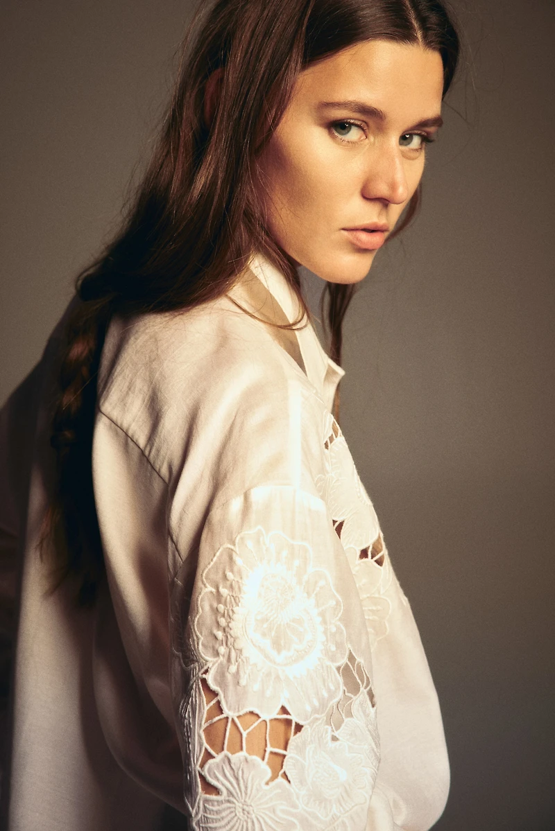 Shirt with Eyelet Embroidery
