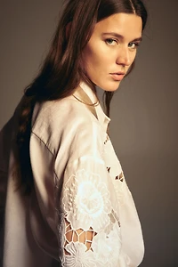 Shirt with Eyelet Embroidery