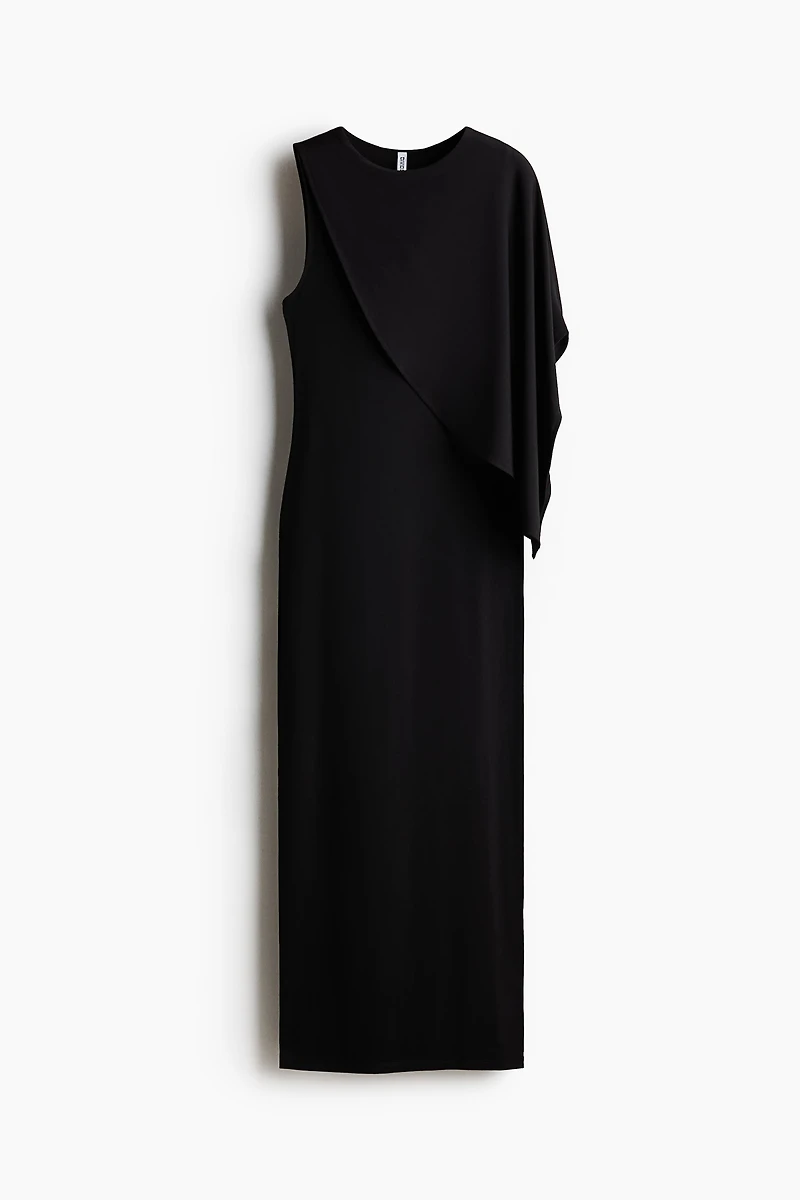 Asymmetric Cape-Detail Dress